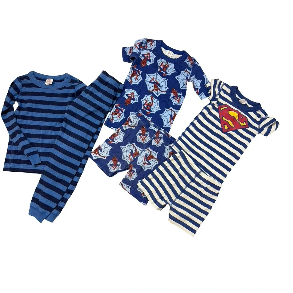 Hanna andersson pjs lot 110 120 130 blue striped spiderman superman